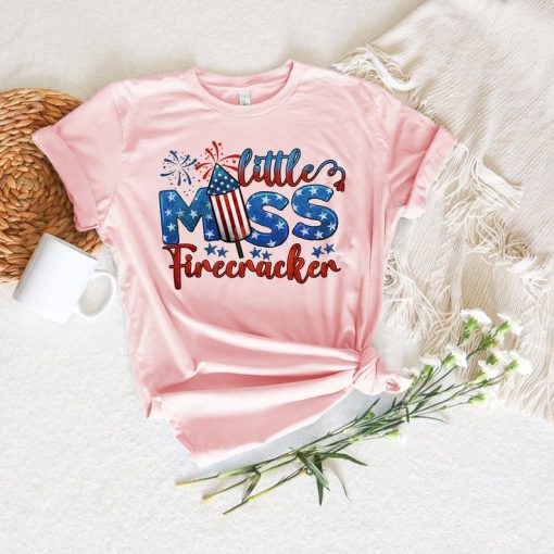 Little Miss Firecracker Shirt, 4th of July Shirt, Patriotic Shirt