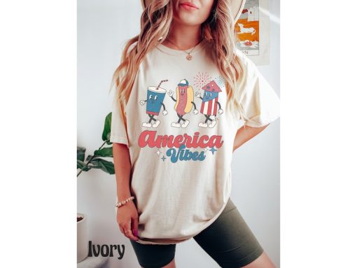 Comfort Colors® America Vibes, Retro USA Shirt, 4th of July Tee