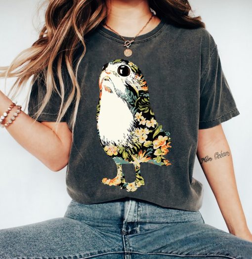 Star Wars Floral Print Tropical Porg Graphic T-Shirt, Star Wars Shirt