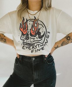 Everything Is Fine Shirt Skull Comfort Colors Tee Boho Vintage Tee