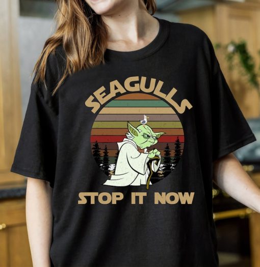 Star Wars The Mandalorian Yoda Seagulls Stop It Now Vintage Shirt