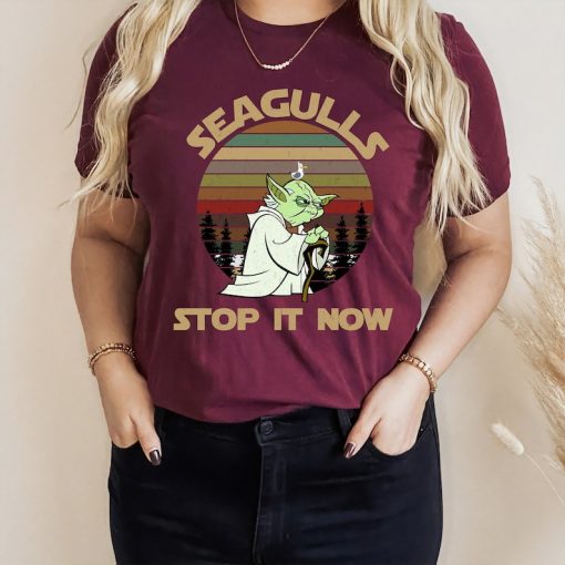 Star Wars The Mandalorian Yoda Seagulls Stop It Now Vintage Shirt