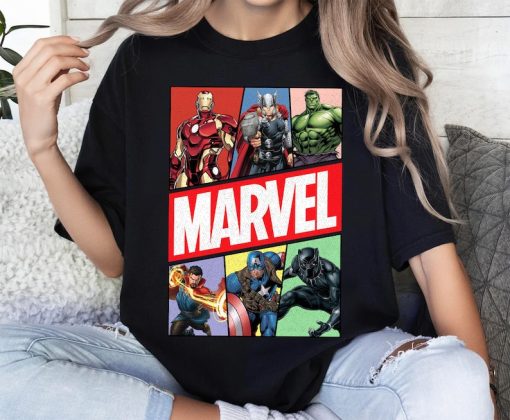 Marvel Avengers Group Characters Shirt, Marvel Vintage Logo T-Shirt