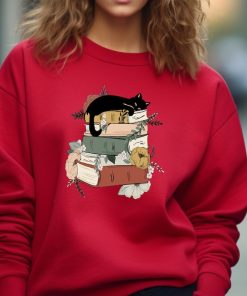 Cat Book Sweatshirt, Books and Cats Hoodie, Reading Shirt