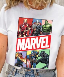 Marvel Avengers Group Characters Shirt, Marvel Vintage Logo T-Shirt