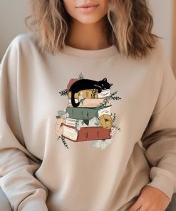 Cat Book Sweatshirt, Books and Cats Hoodie, Reading Shirt