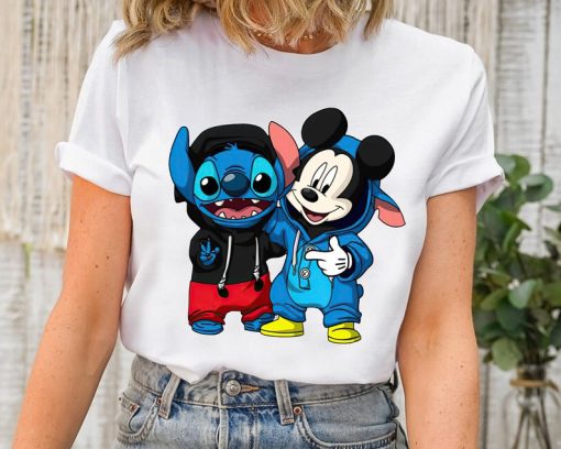 Disney Cute Mickey and Stitch Cosplay Best Friends Shirt