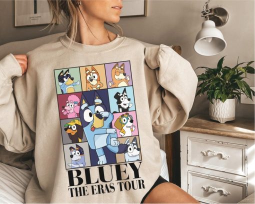 Bluey The Eras Tour Crewneck Sweatshirt, Bluey Bingo Eras Tourn Shirts