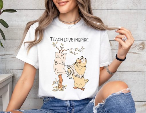 Disney Winnie The Pooh Owl Teacher Teach Love Inspire T-Shirt