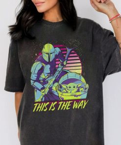 Retro Mandalorian Boba Fett And Baby Yoda Shirt