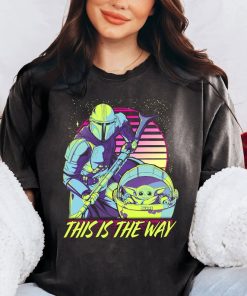 Retro Mandalorian Boba Fett And Baby Yoda Shirt