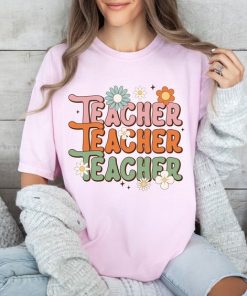 Comfort Colors® Teacher Shirt, Retro Teacher, Floral Teacher Shirt