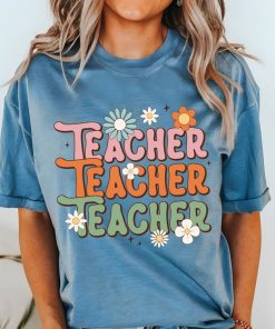 Comfort Colors® Teacher Shirt, Retro Teacher, Floral Teacher Shirt