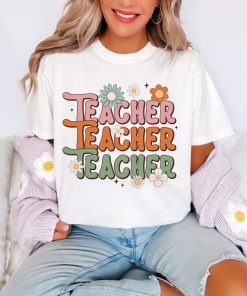 Comfort Colors® Teacher Shirt, Retro Teacher, Floral Teacher Shirt