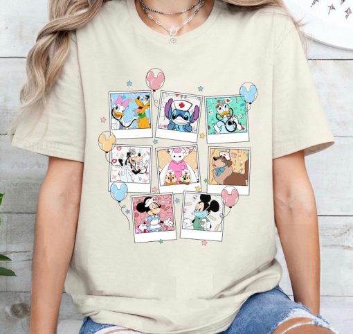 Disney Nurse Characters Photos Balloon Shirt, Disney Nurse Day Shirt