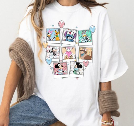 Disney Nurse Characters Photos Balloon Shirt, Disney Nurse Day Shirt