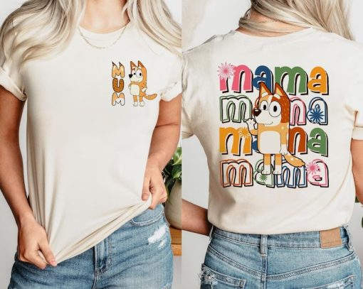 Mama Bluey Colorful Pattern Classic 2 Side Tee