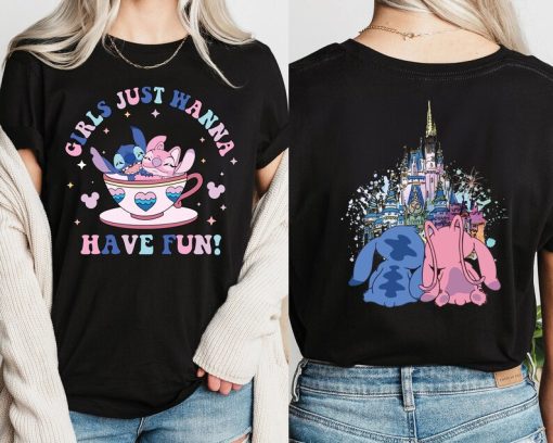 Girls Just Wanna Have Fun Shirt, Stitch Angel Besties Shirt