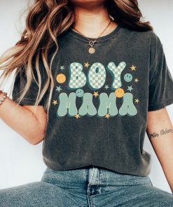 Comfort Colors Retro Boy Mama Shirt, Mother's Day Gifts For Boy Mama