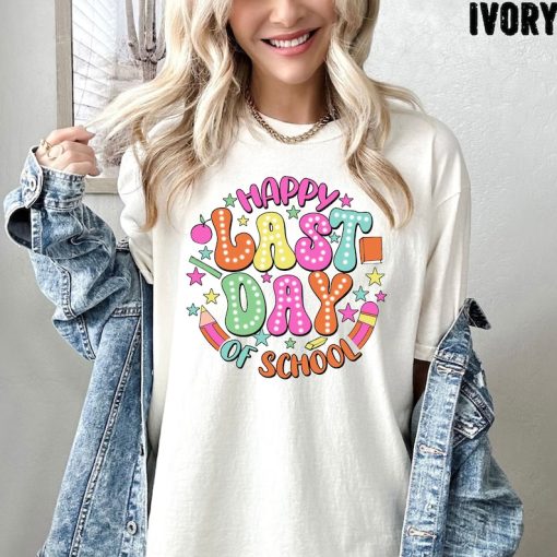 Comfort Colors® Happy Last Day Of School Tee, Retro Teacher Shirt