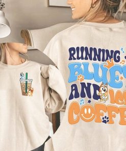 Bluey Running on Blue Dog And Iced Shirt | Bluey Family Shirt