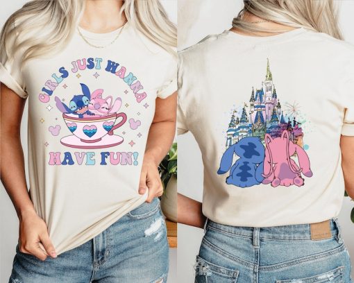 Girls Just Wanna Have Fun Shirt, Stitch Angel Besties Shirt