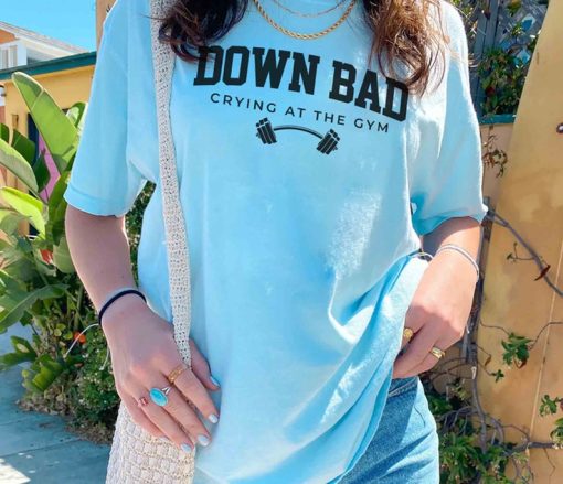 Down Bad Unisex shirt, Crying at the Gym Crewneck Pullover