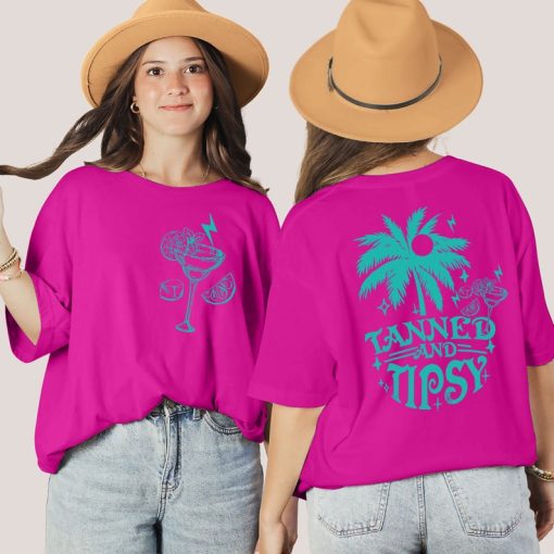 Tanned and Tipsy Shirt, Palm Tree Shirt, Summer Vacation Shirt