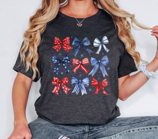 4th of July Shirt, Coquette Shirt, Bow Shirt, Ribbon Shirt