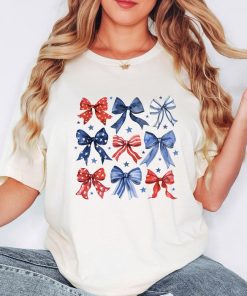 4th of July Shirt, Coquette Shirt, Bow Shirt, Ribbon Shirt