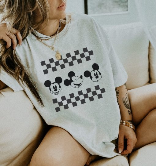 Retro Disney Shirt- Mickey Checkered - Disney Graphic Tee - Disney