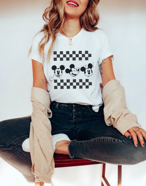 Retro Disney Shirt- Mickey Checkered - Disney Graphic Tee - Disney