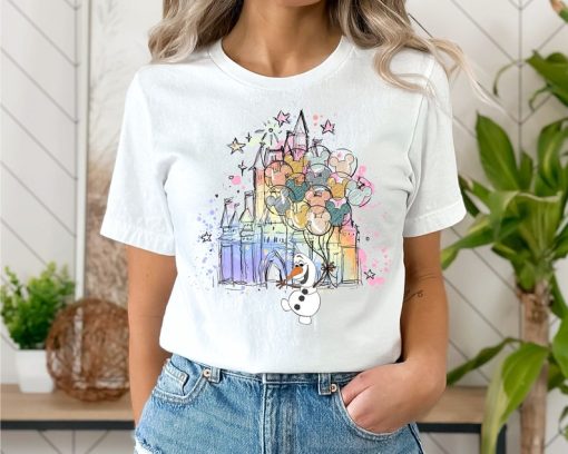 Olaf Ballon T-shirt , Olaf Watercolor Castle -shirt