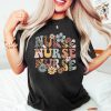 Retro Nurse Shirt, Wild Flowers Nurse T Shirt