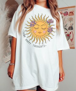 Retro Sun Shirt, Think Happy Thoughts Shirt, Comfort Colors Shirt