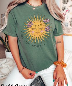 Retro Sun Shirt, Think Happy Thoughts Shirt, Comfort Colors Shirt