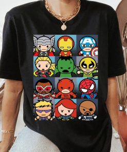 Marvel Heroes Boxed Up Kawaii Graphic T-Shirt