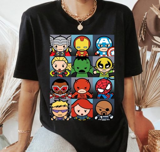 Marvel Heroes Boxed Up Kawaii Graphic T-Shirt