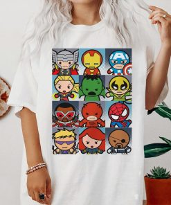 Marvel Heroes Boxed Up Kawaii Graphic T-Shirt