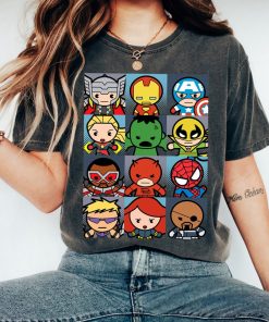 Marvel Heroes Boxed Up Kawaii Graphic T-Shirt