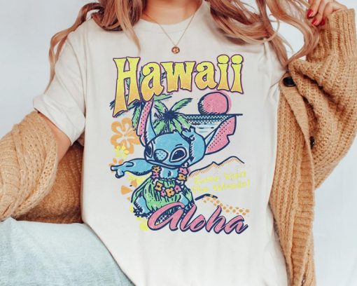 Disney Lilo & Stitch Hawaii Aloha Come Visit the Islands Retro Shirt