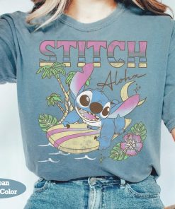 Cute Disney Lilo & Stitch Aloha Tropic Surf Stitch Retro Shirt