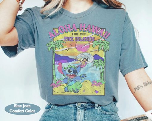 Disney Lilo & Stitch Aloha Hawaii Come Visit The Islands Retro Shirt