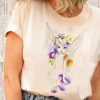 Disney Peter Pan Tinker Bell Outline Floral Sketch Portrait T-Shirt