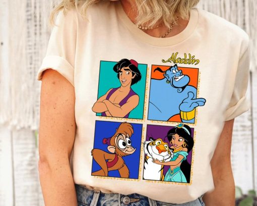 Disney Aladdin Group Shot Box Up T-Shirt, Jasmine, Aladdin, Genie