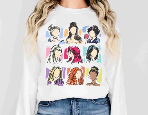 Disney Princess Sweatshirt | Princess Doodle Sweatshirt