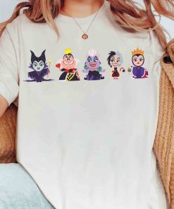 Disney Villains Characters Group Kawaii Chibi Evil Queens T-Shirt