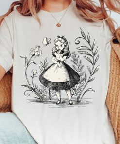 Disney Alice in Wonderland Portrait Sketch Retro Shirt