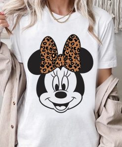 Disney Mickey And Friends Minnie Mouse Leopard Bow Portrait T-Shirt