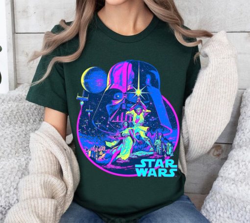 Star Wars Bright Classic Neon Poster Art GraphicShirt